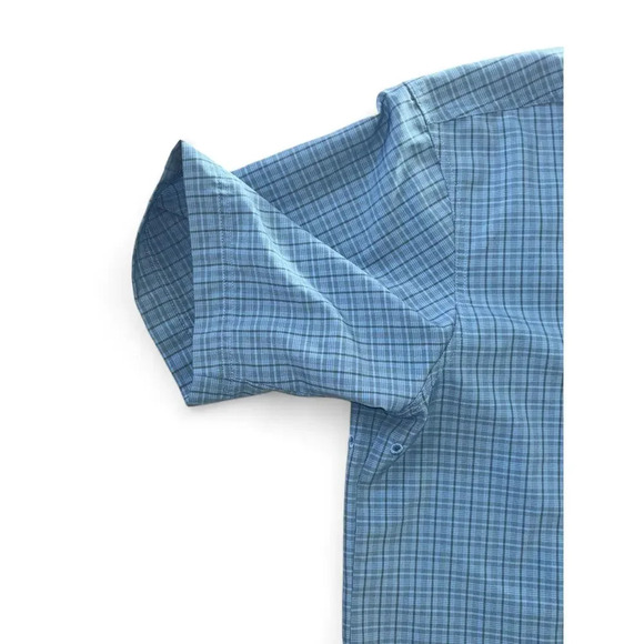 Eddie Bauer Sport Men's Button Down Polo Short Sleeve Blue Plaid Size Medium - Picture 6 of 11